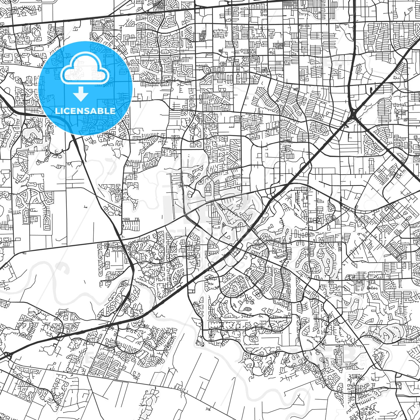 Sugar Land, Texas - Area Map - Light