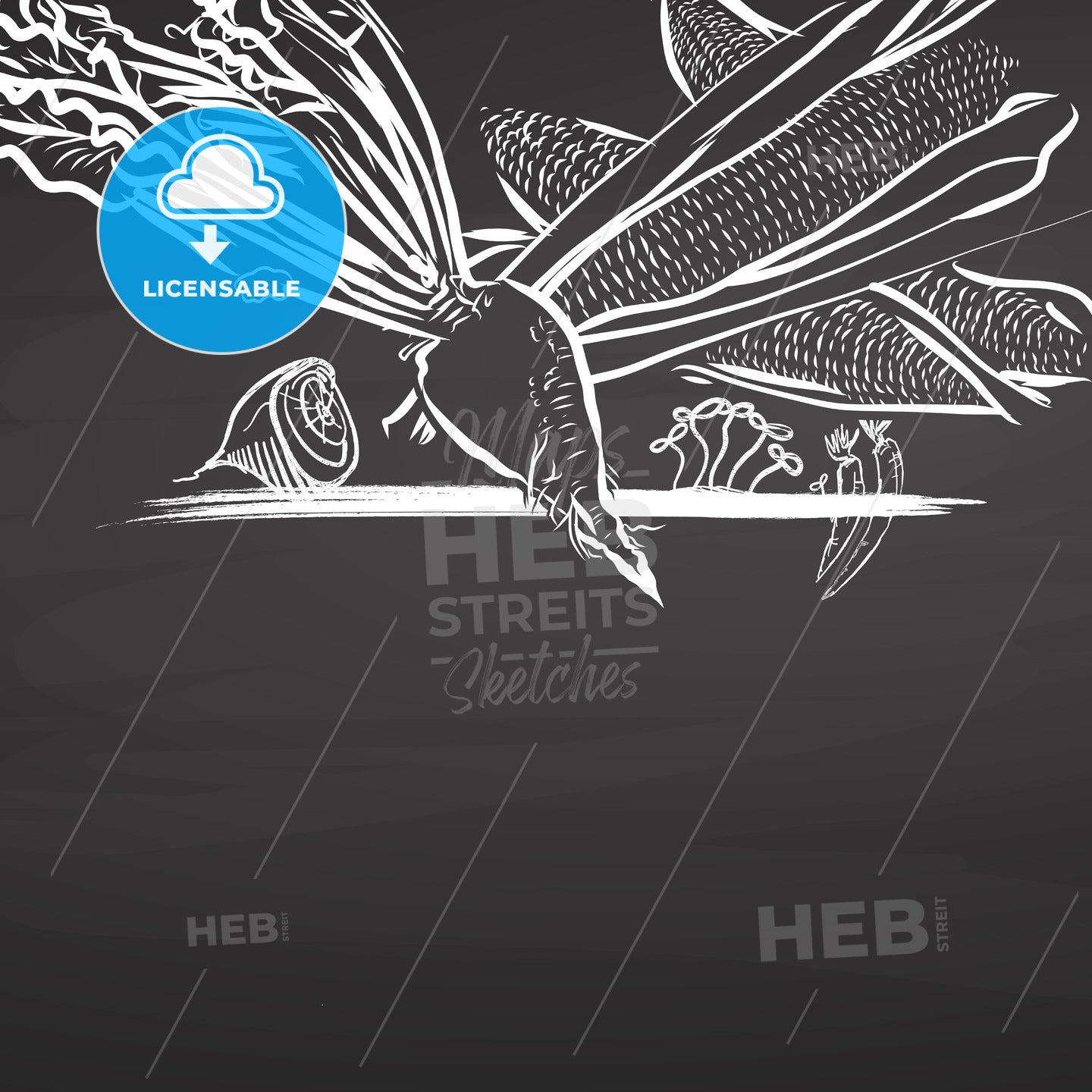 Sugar vegetables drawing on chalkboard – instant download