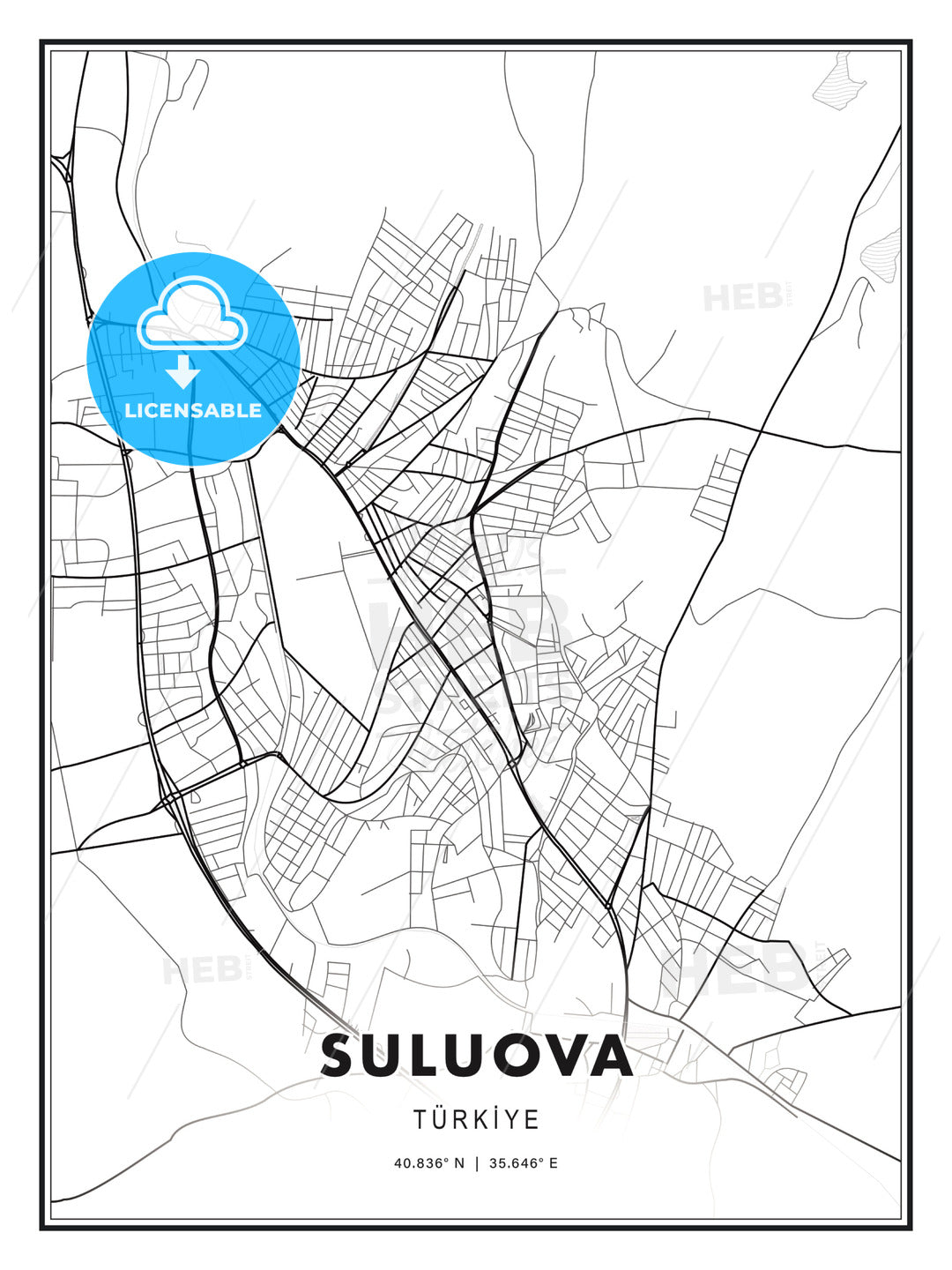 Suluova, Turkey, Modern Print Template in Various Formats - HEBSTREITS Sketches