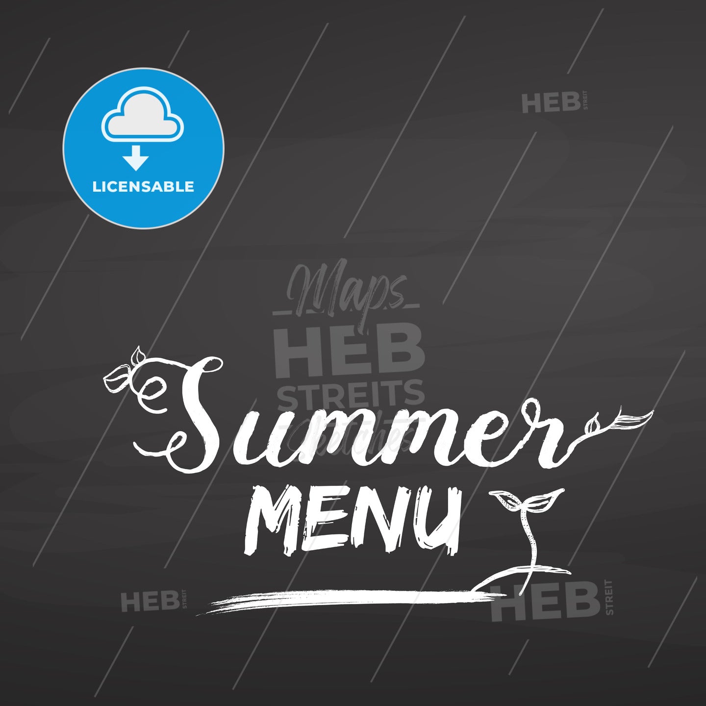 Summer Menu Lettering on Chalkboard. – instant download