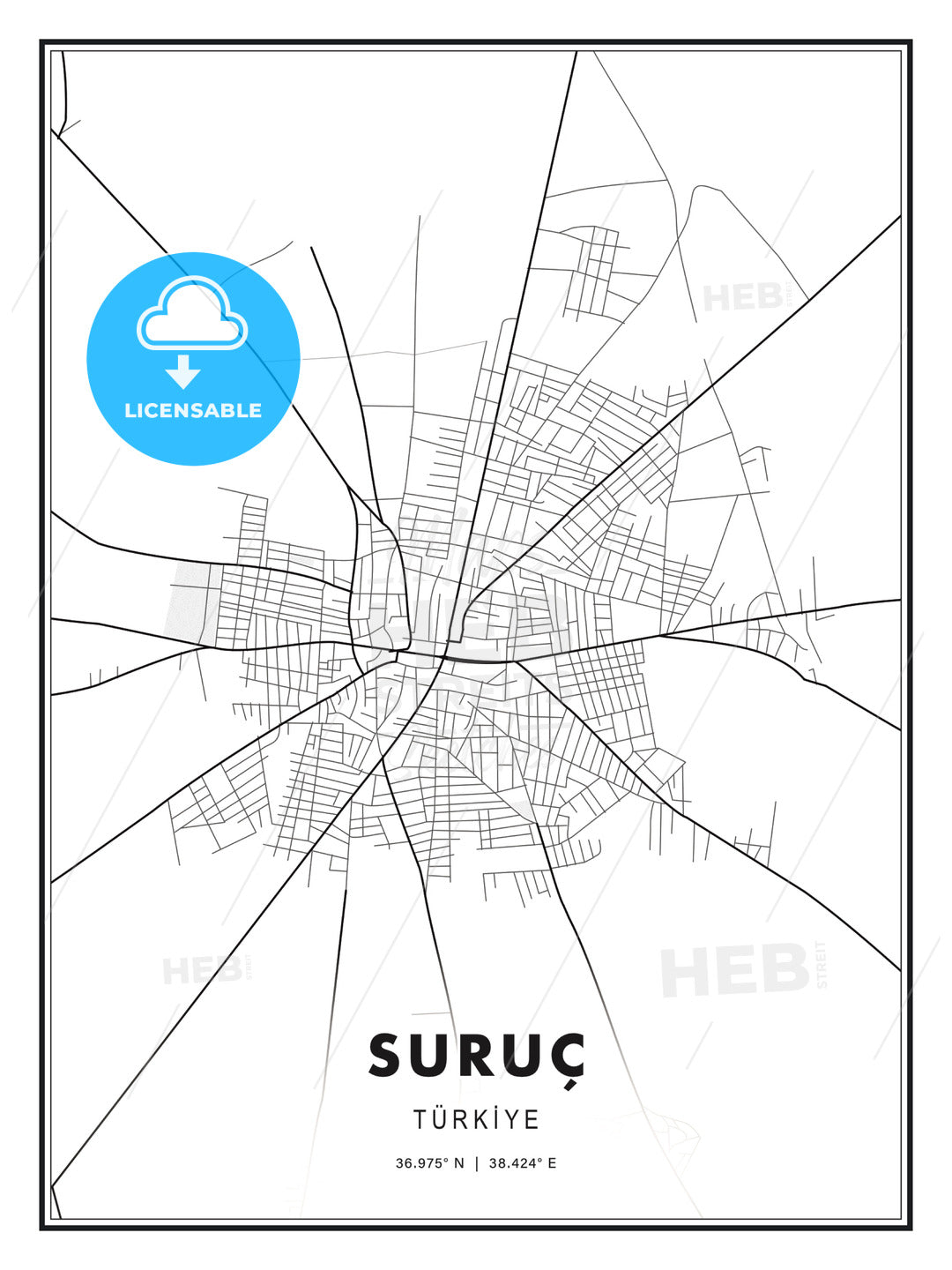 Suruç, Turkey, Modern Print Template in Various Formats - HEBSTREITS Sketches