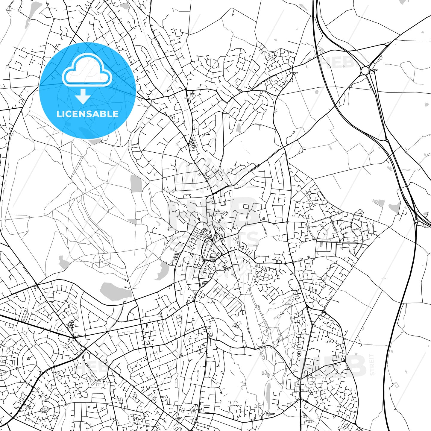 Sutton Coldfield, England, UK, Vector Map - Light