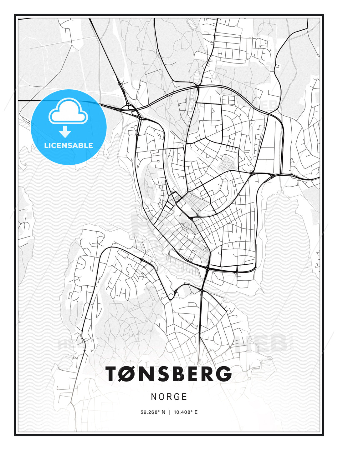 Tønsberg, Norway, Modern Print Template in Various Formats - HEBSTREITS Sketches