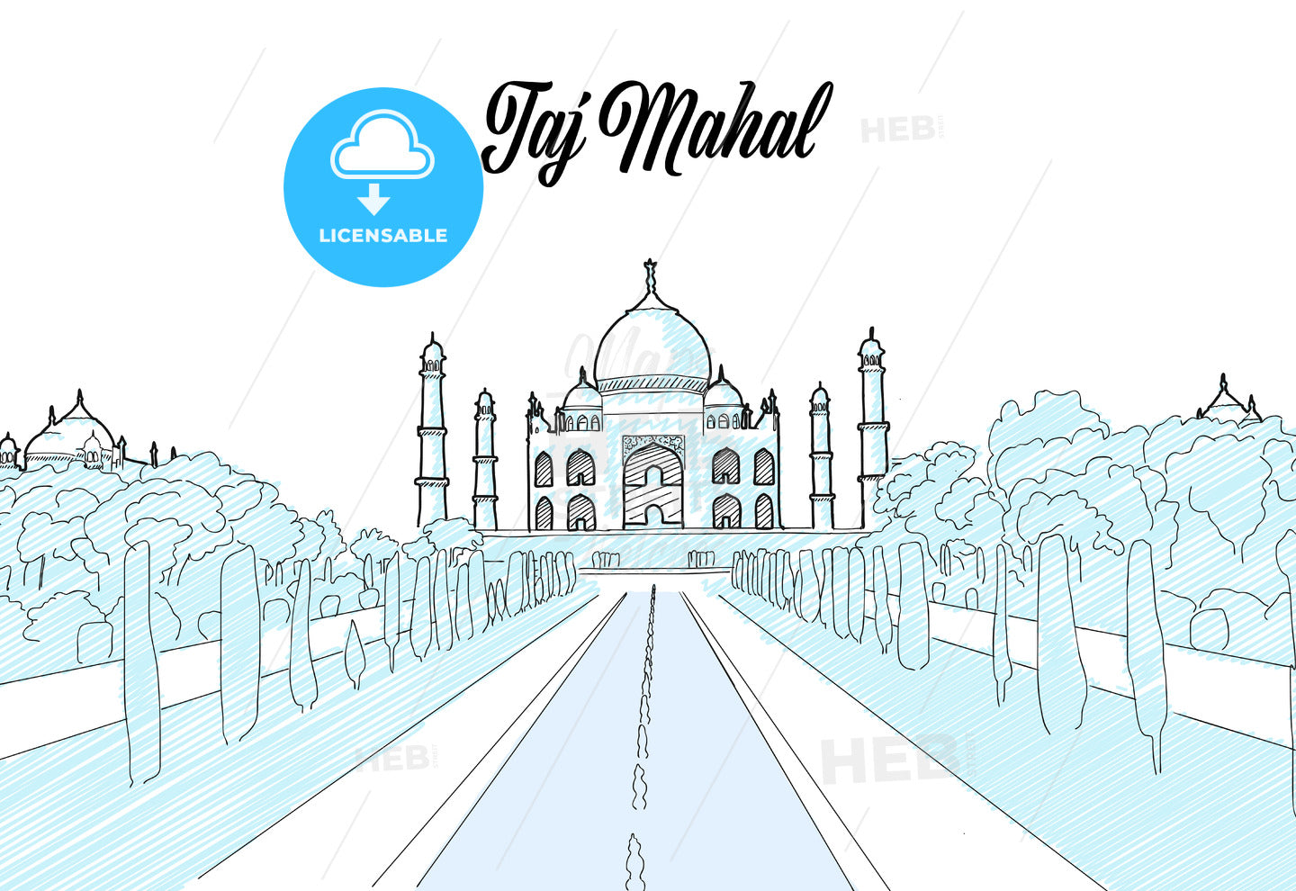 Taj Mahal Travel Sketch – instant download