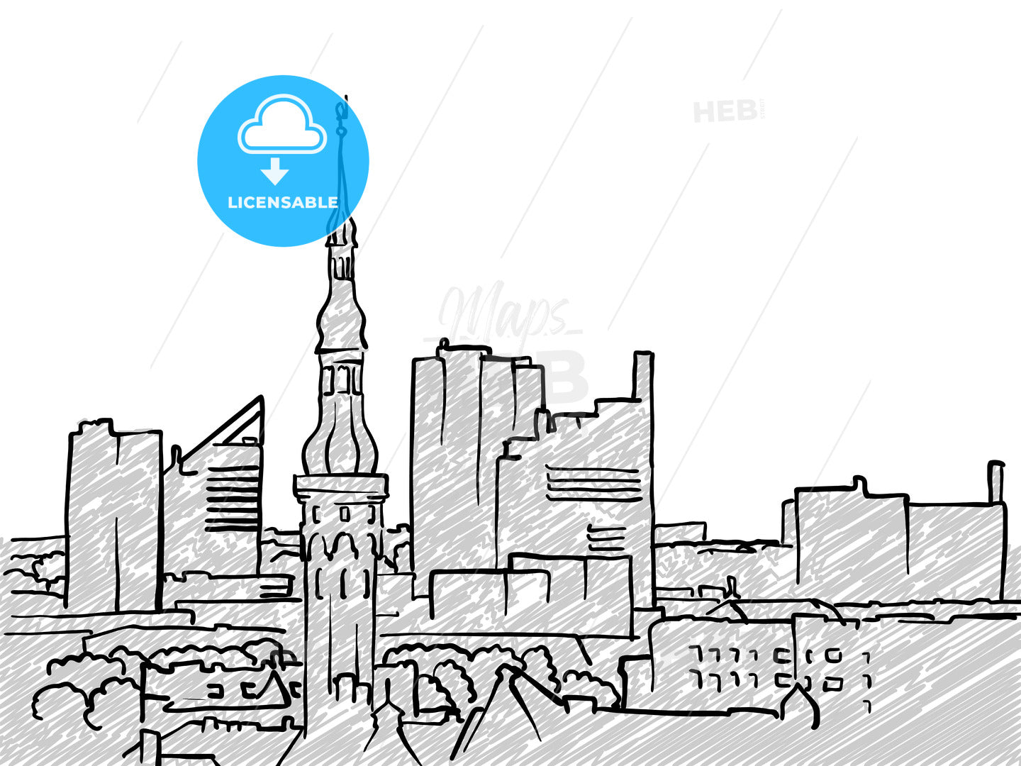 Tallinn, Estonia famous Travel Sketch – instant download