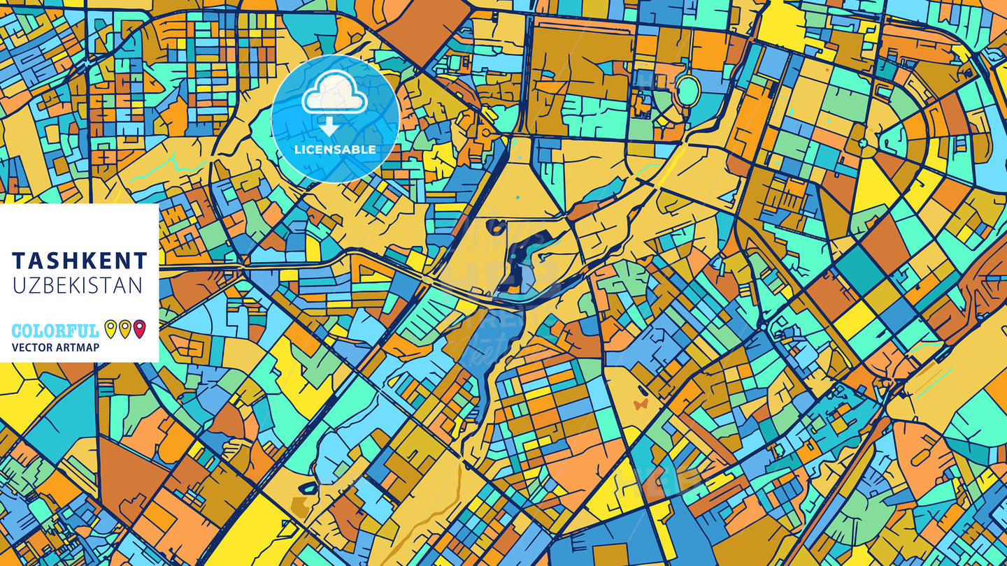 Tashkent, Uzbekistan, Colorful Vector Artmap
