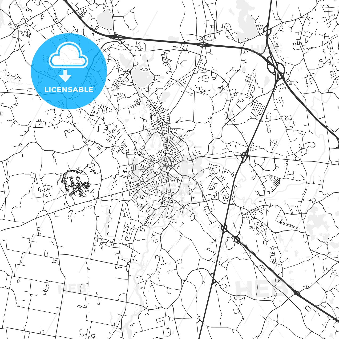 Taunton, Massachusetts - Area Map - Light