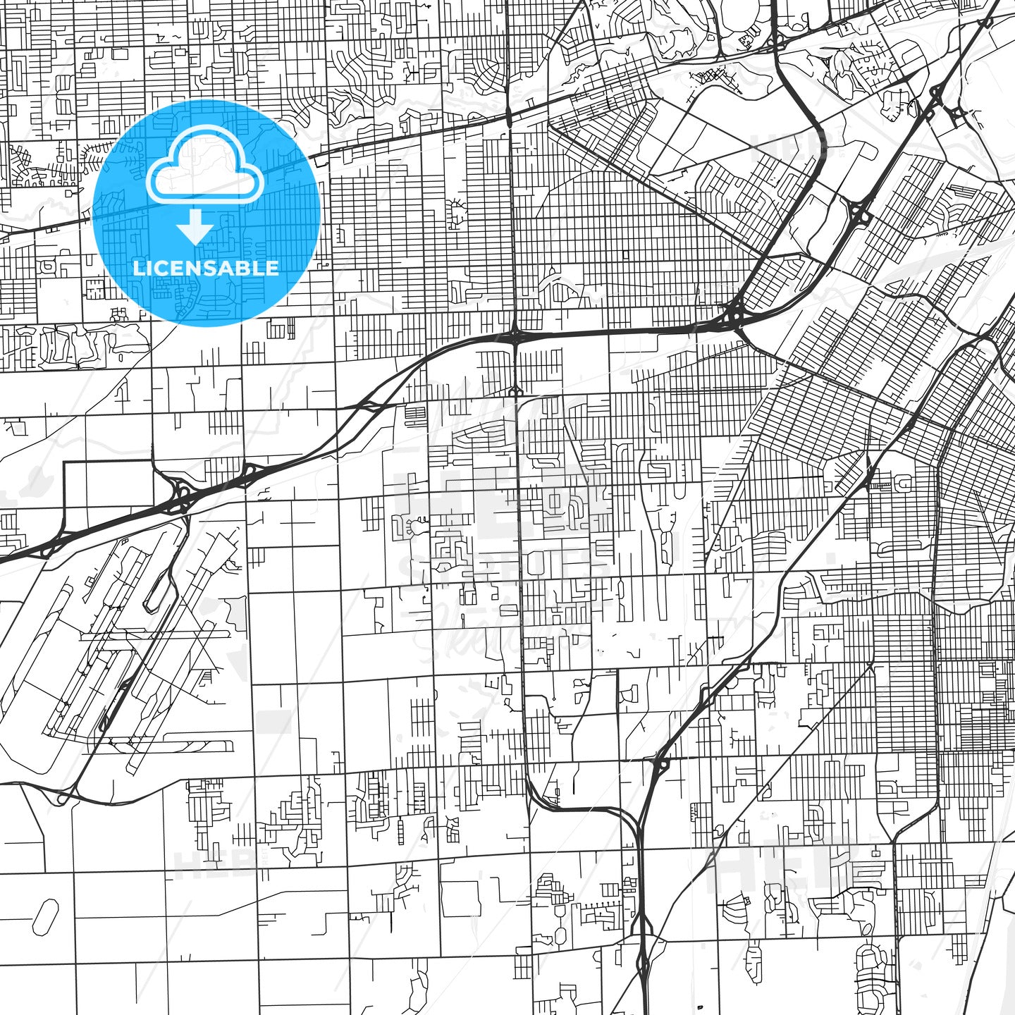 Taylor, Michigan - Area Map - Light