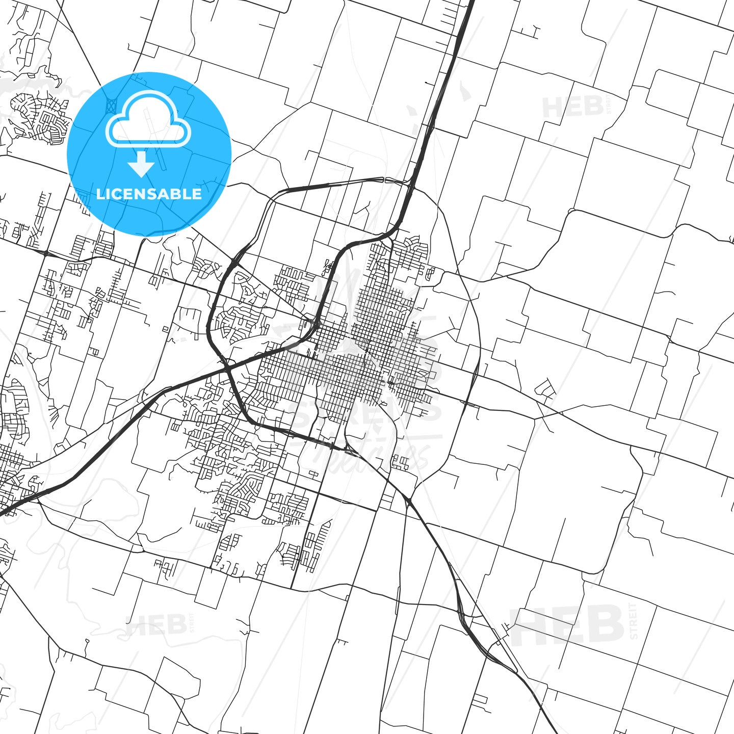 Temple, Texas - Area Map - Light