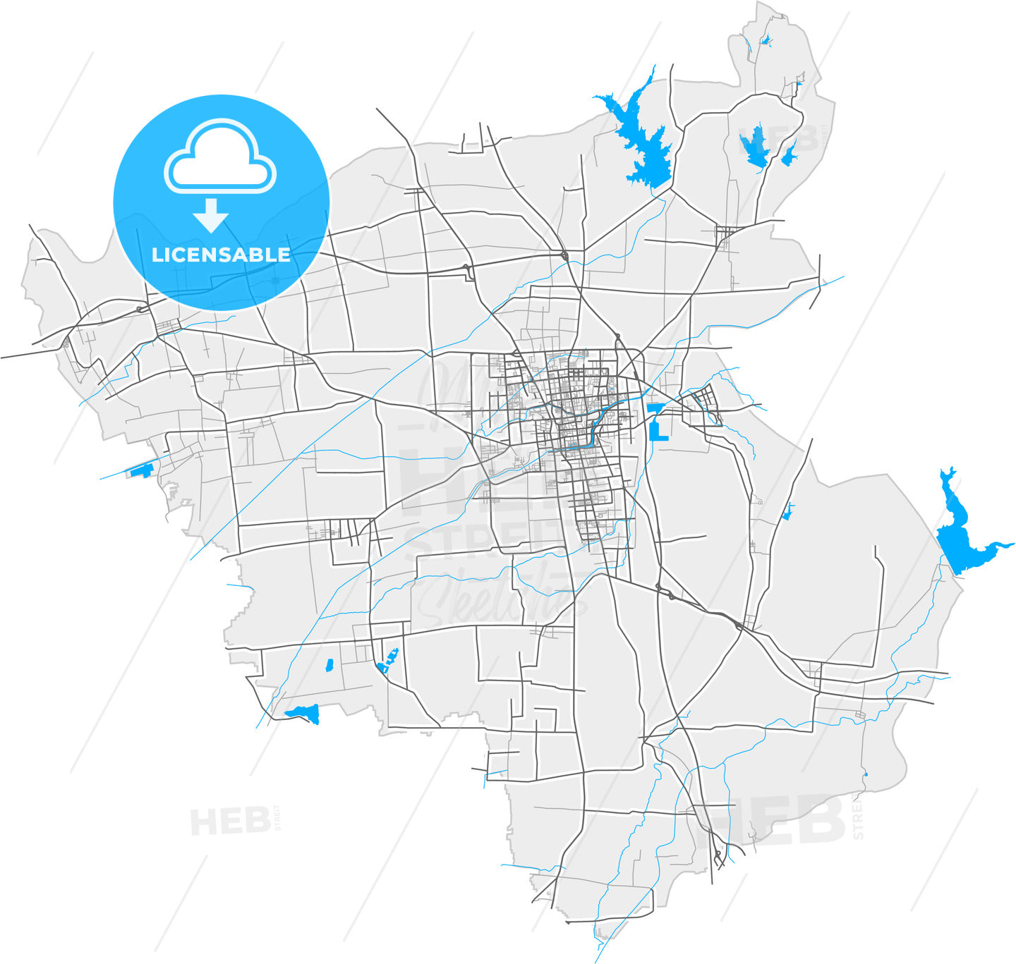 Tengzhou, Shandong, China, high quality vector map