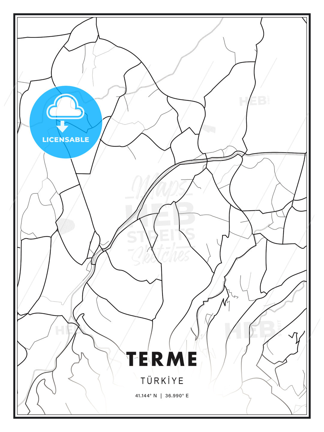 Terme, Turkey, Modern Print Template in Various Formats - HEBSTREITS Sketches