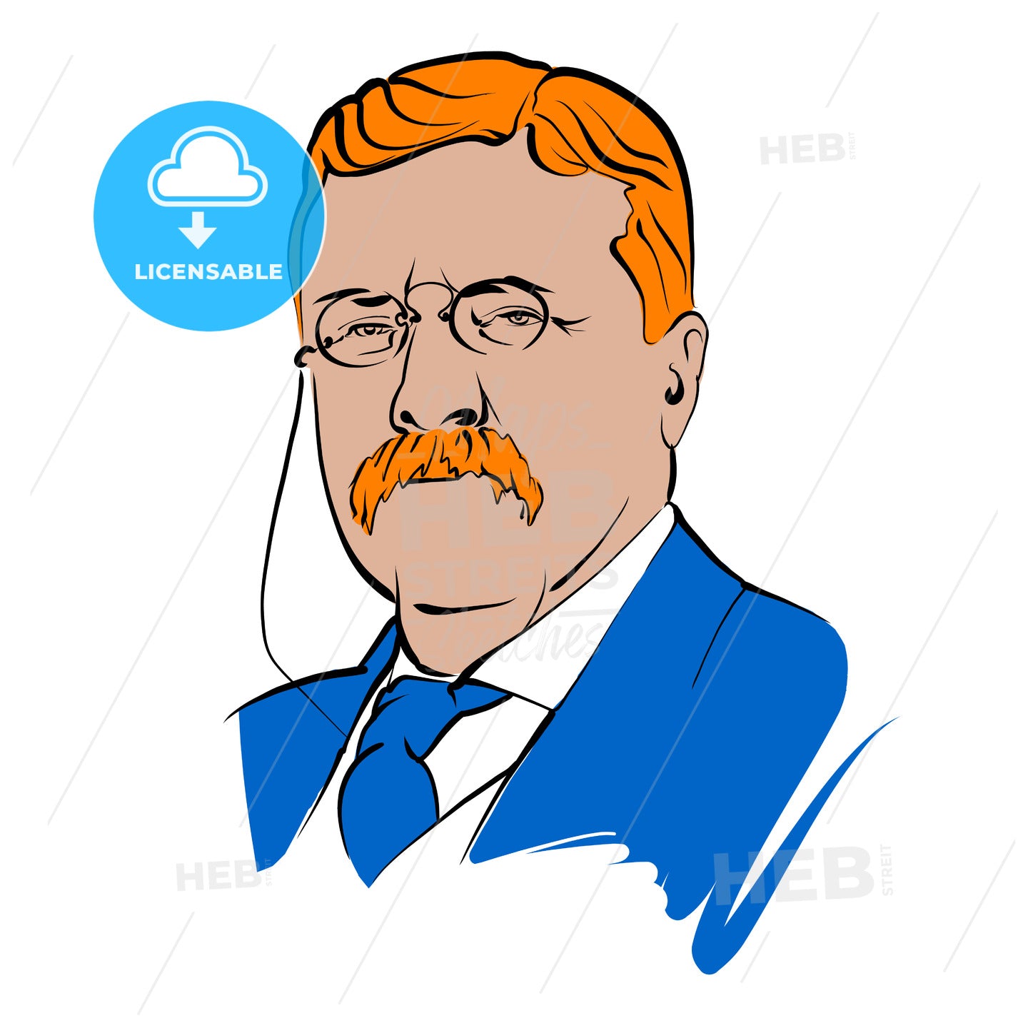 Theodore Roosevelt Vector Drawing With Colored Surfaces