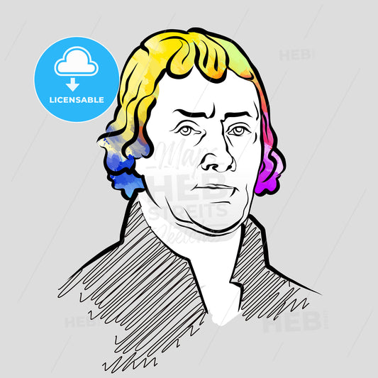 Thomas Jefferson Colorful Hair Vector Drawing