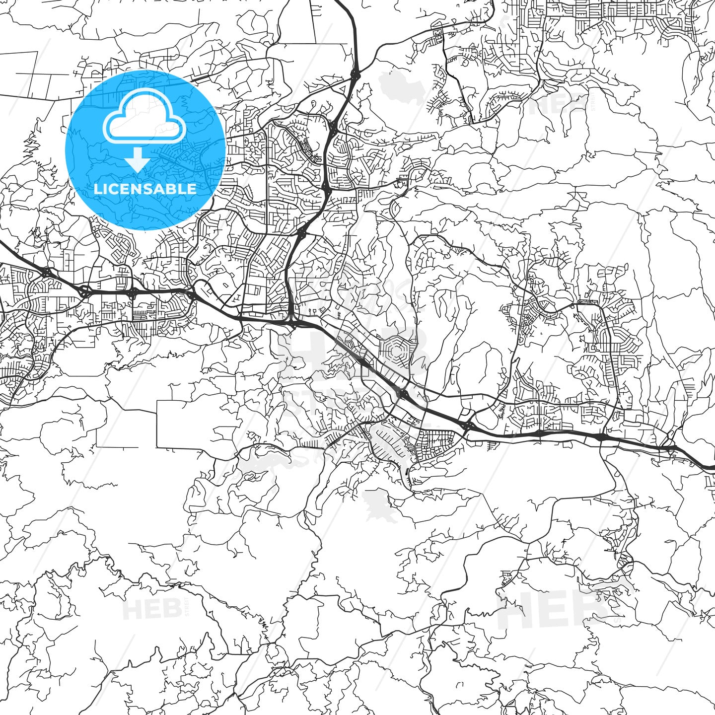 Thousand Oaks, California - Area Map - Light