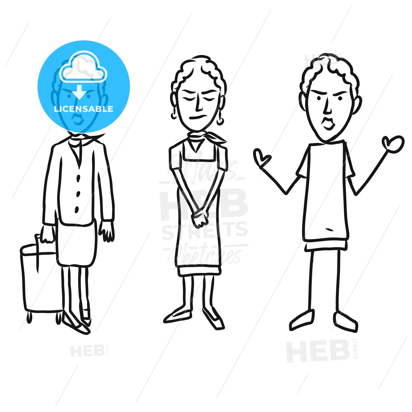 Three emotional woman characters – instant download