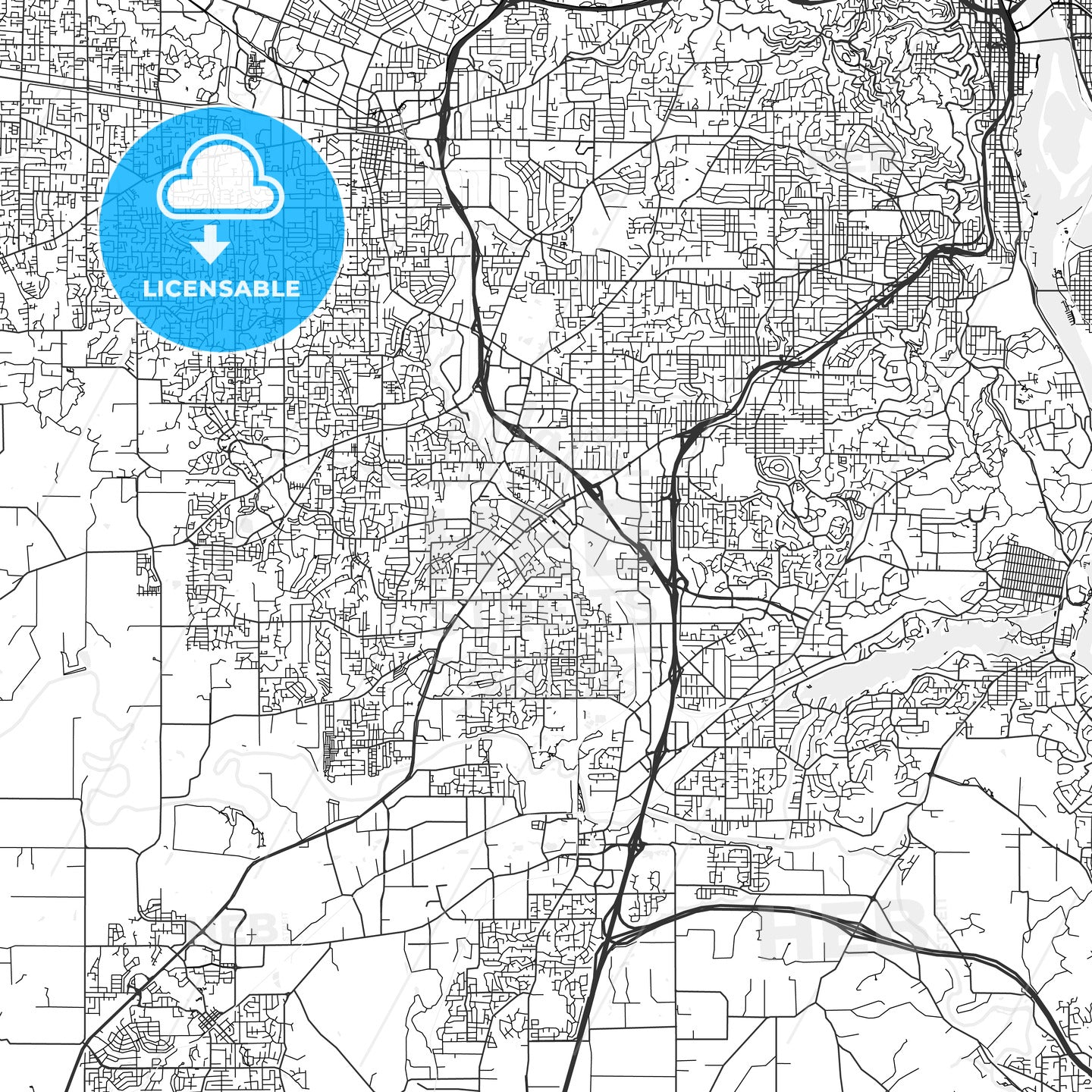 Tigard, Oregon - Area Map - Light