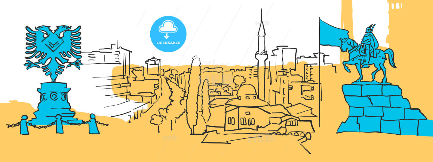 Tirana Albania Colored Panorama – instant download