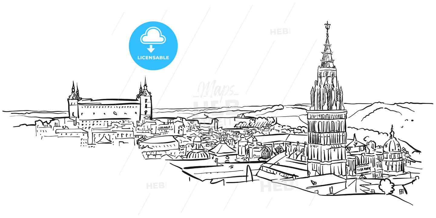 Toledo Ancient Panorama Wall Art – instant download