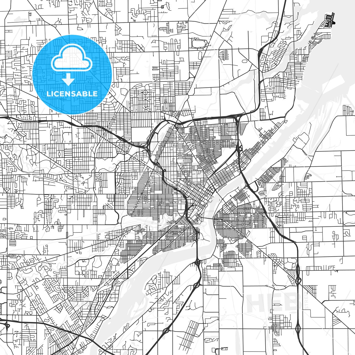 Toledo, Ohio - Area Map - Light