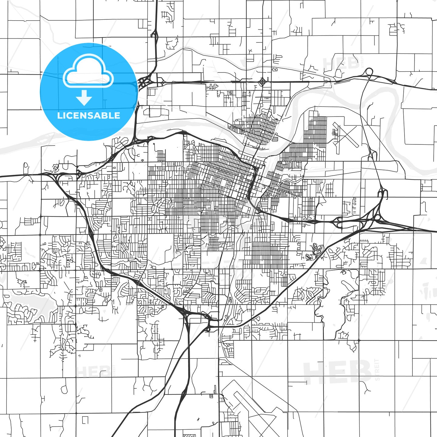 Topeka, Kansas - Area Map - Light