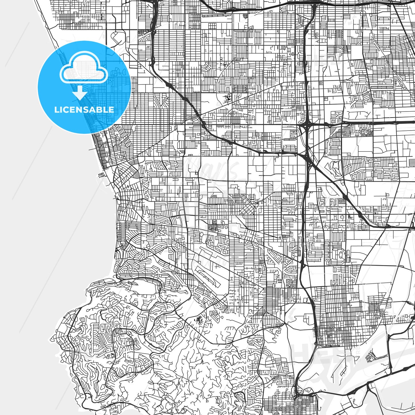 Torrance, California - Area Map - Light
