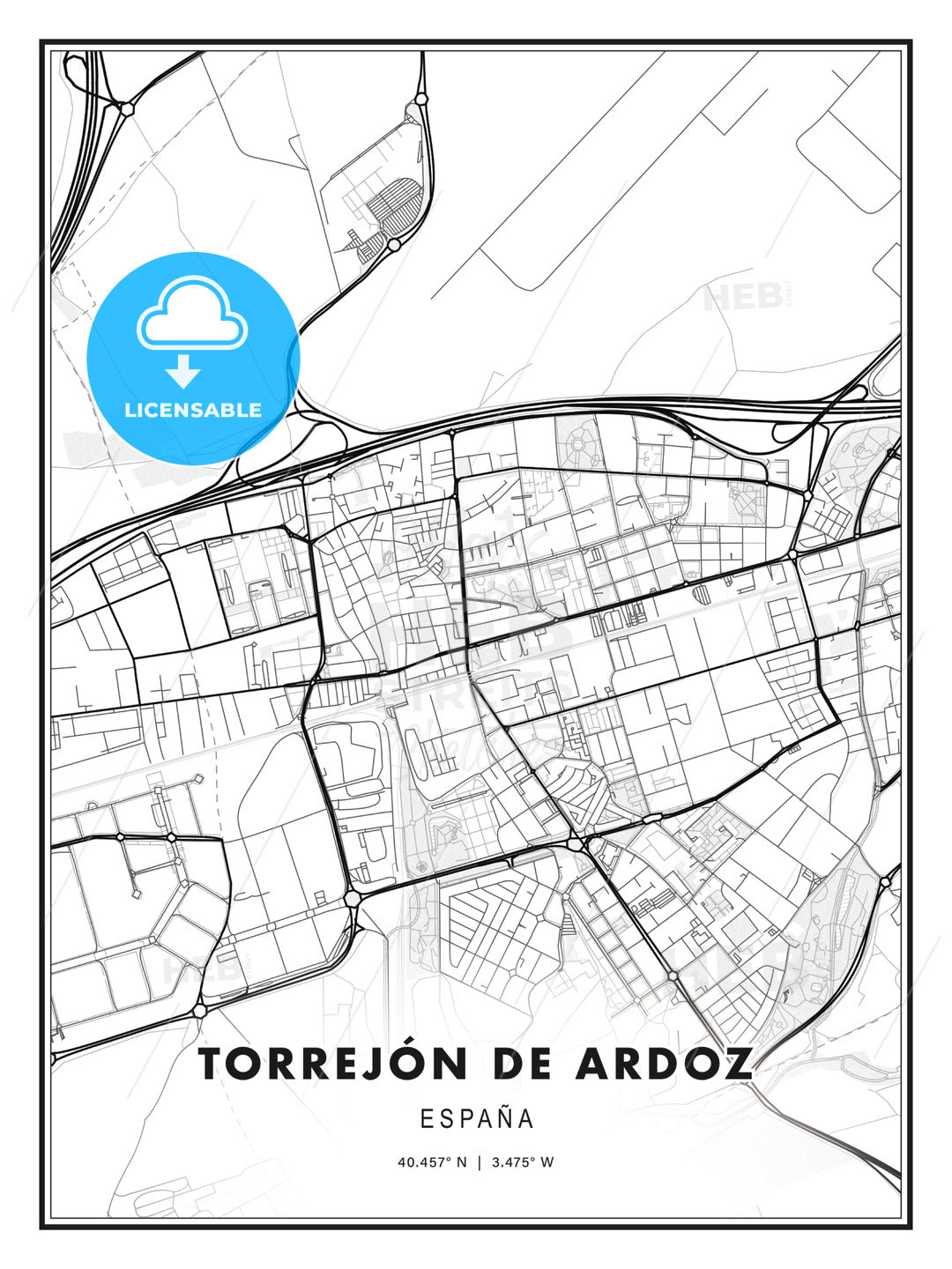 Torrejón de Ardoz, Spain, Modern Print Template in Various Formats - HEBSTREITS Sketches