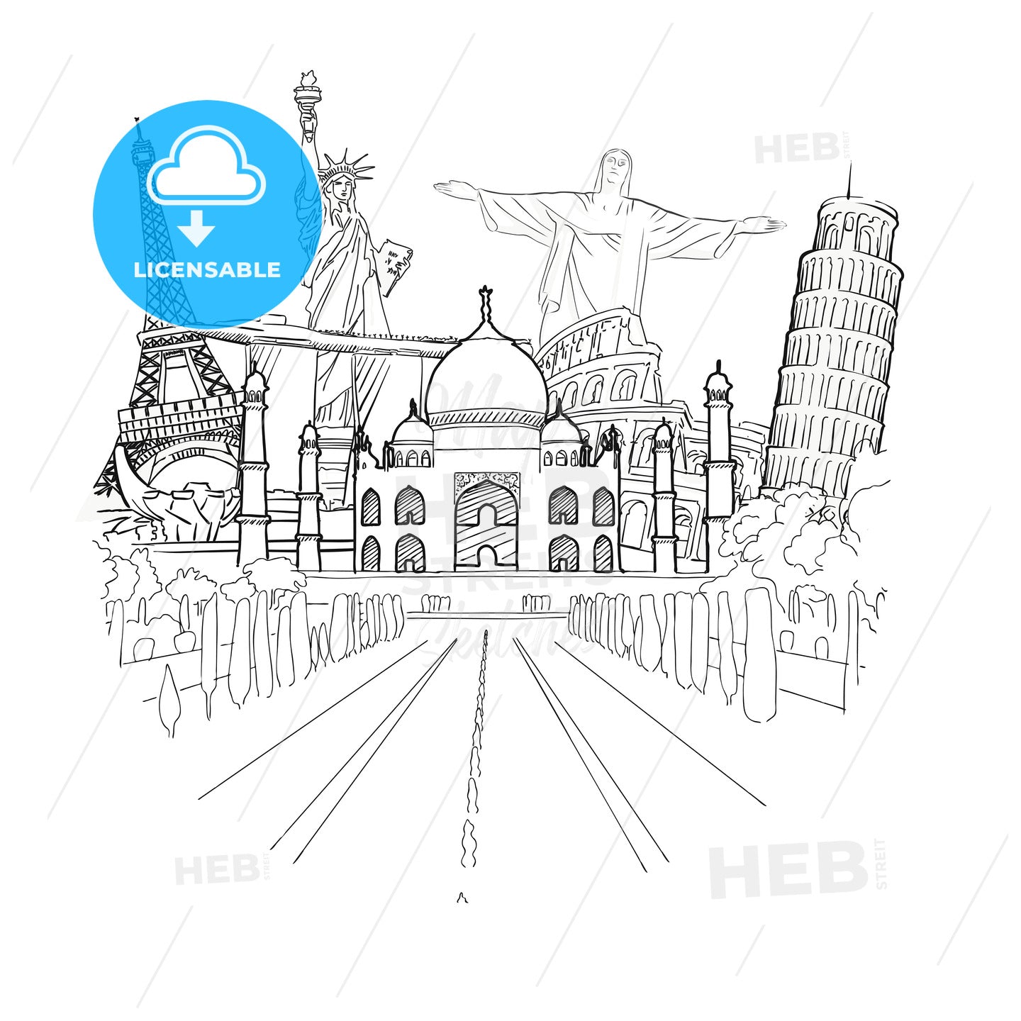Travel to World Sketch – instant download