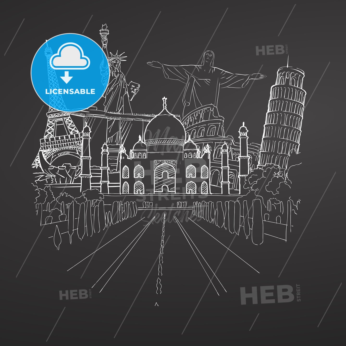 Travel to world Collection on chalkboard – instant download