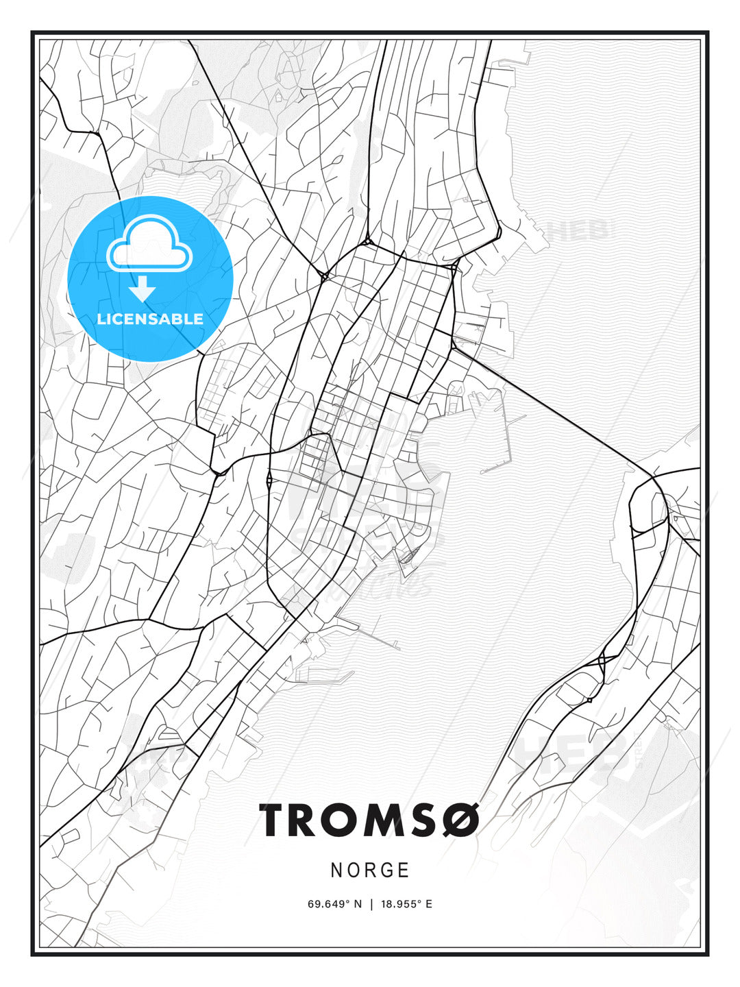 Tromsø, Norway, Modern Print Template in Various Formats - HEBSTREITS Sketches