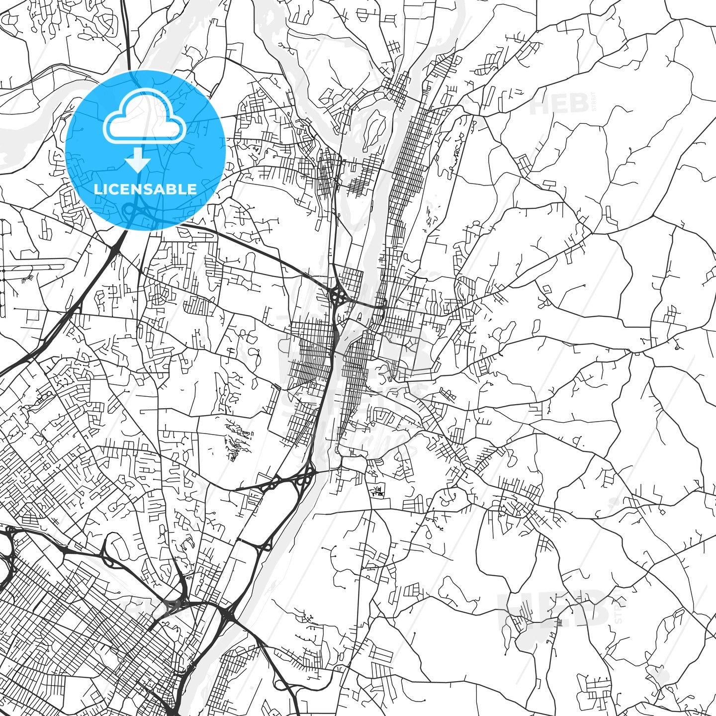 Troy, New York - Area Map - Light