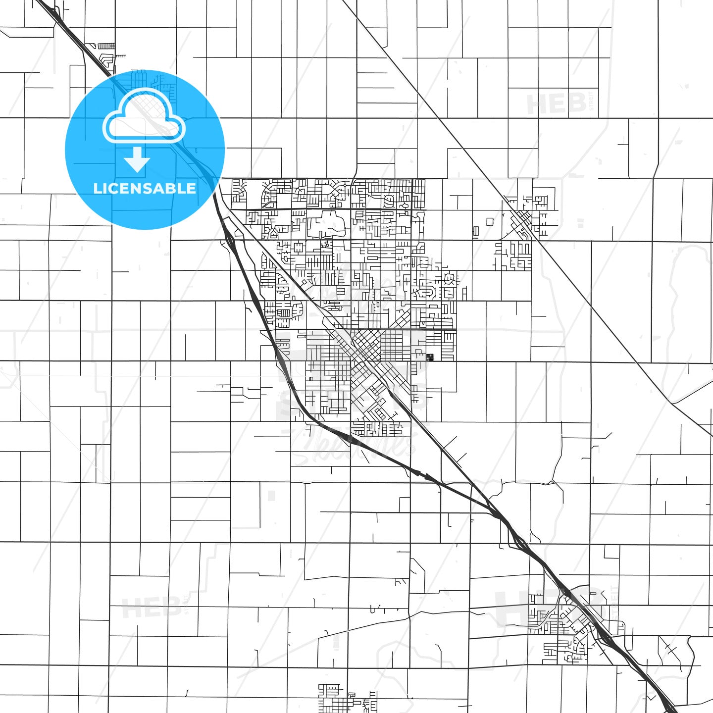 Turlock, California - Area Map - Light