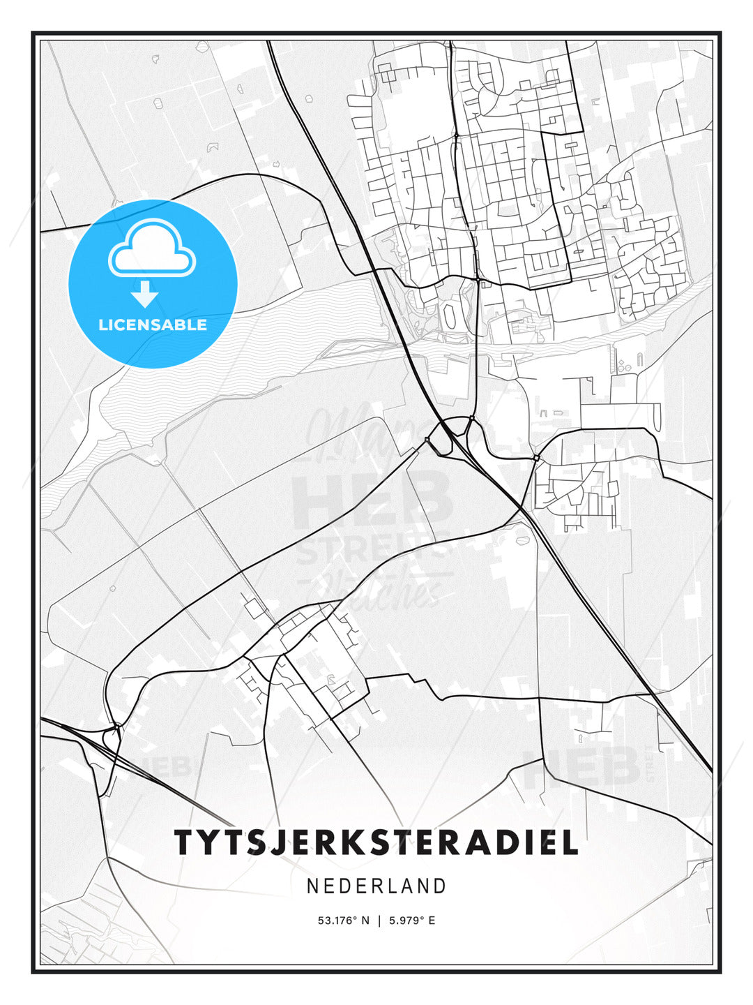Tytsjerksteradiel, Netherlands, Modern Print Template in Various Formats - HEBSTREITS Sketches