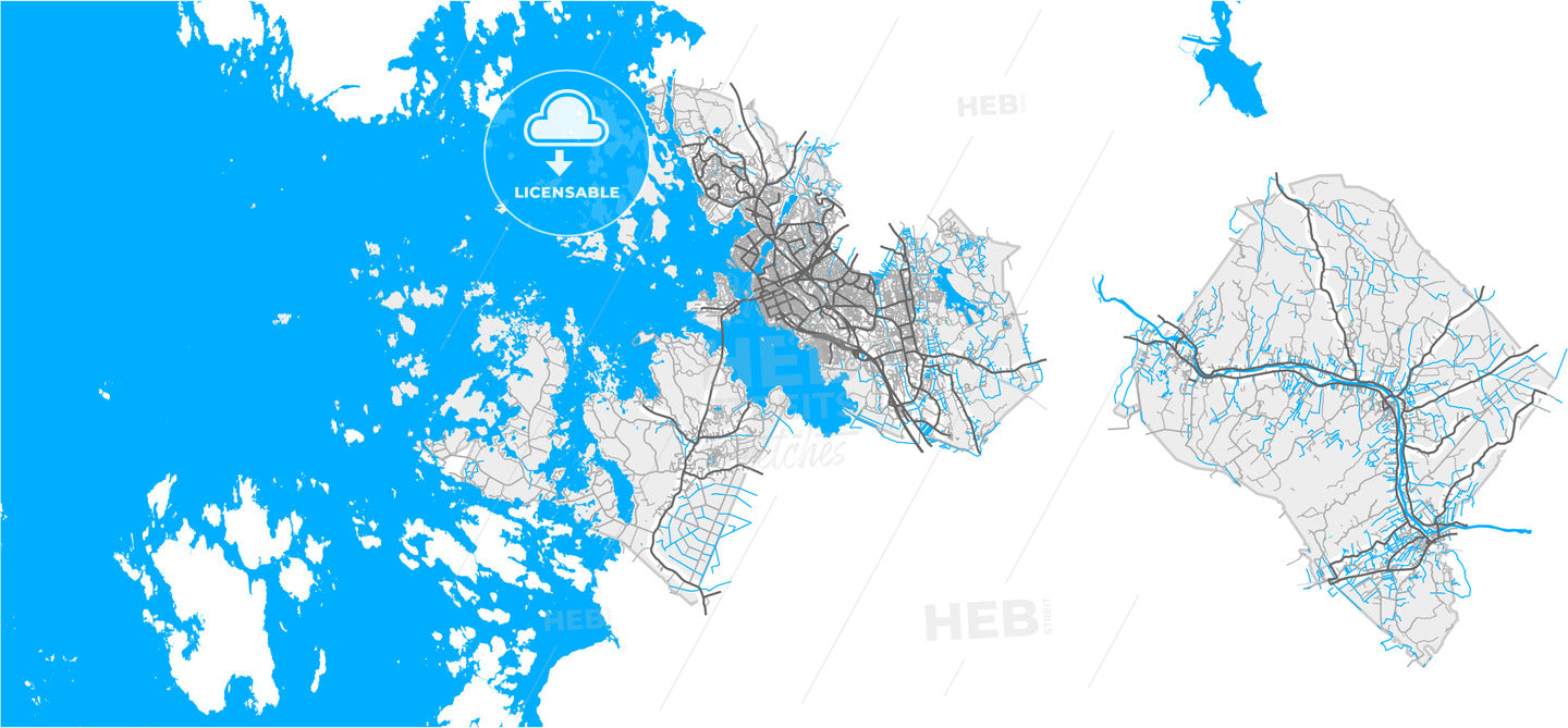 Vaasa, Finland, high quality vector map