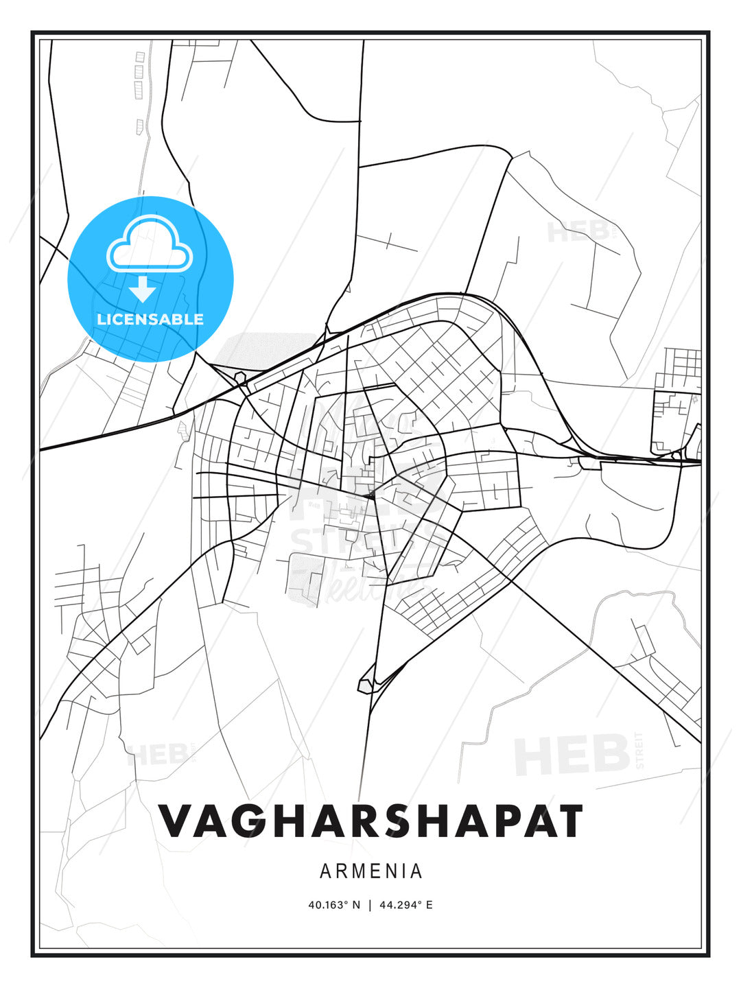 Vagharshapat, Armenia, Modern Print Template in Various Formats - HEBSTREITS Sketches