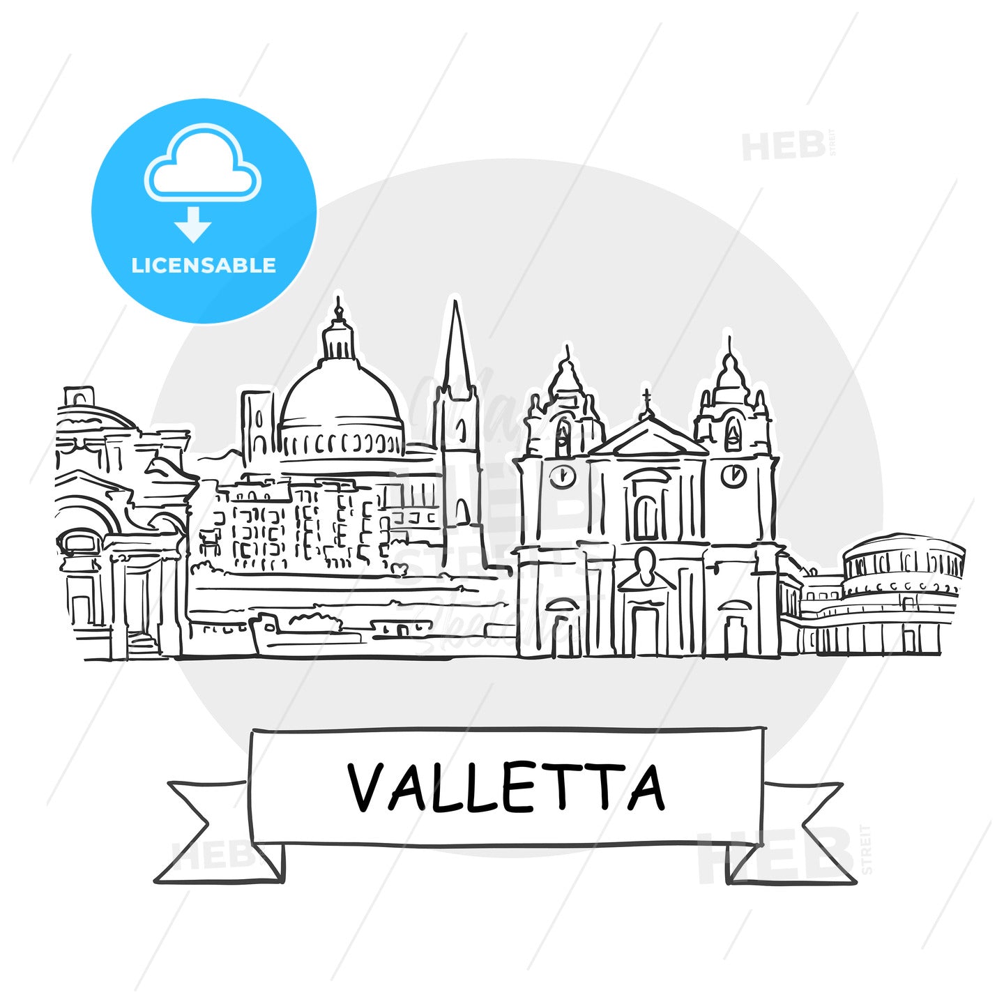 Valletta Cityscape Vector Sign – instant download
