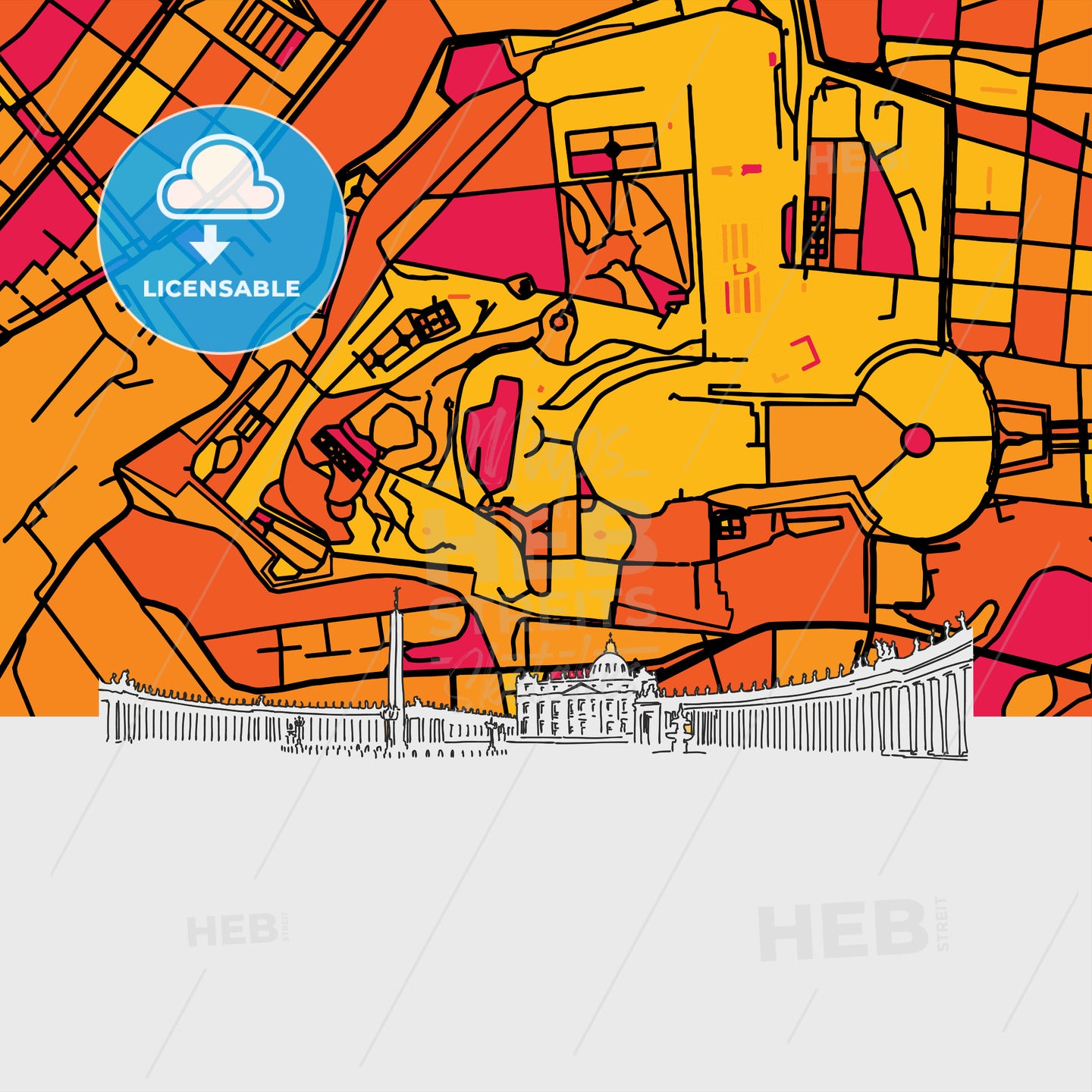 Vatican City Skyline Map
