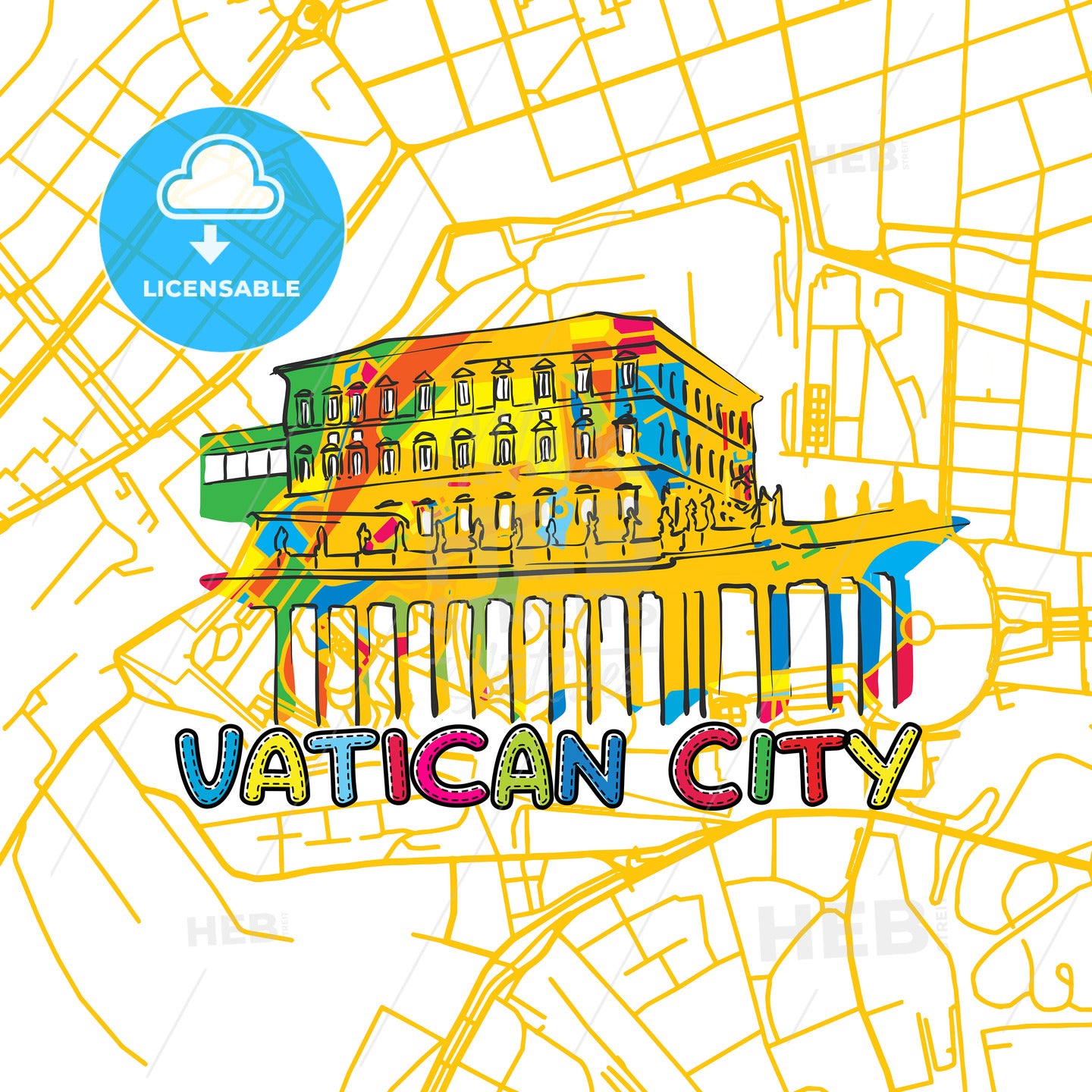 Vatican Travel Art Map