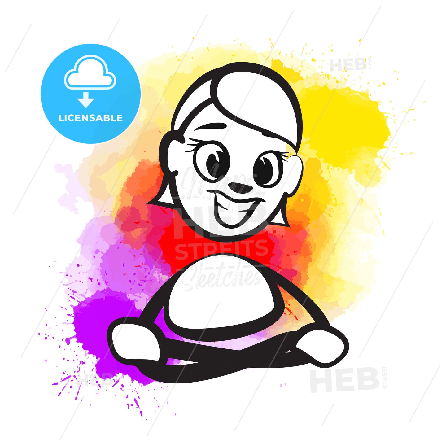 Vector stick man business woman smile – instant download