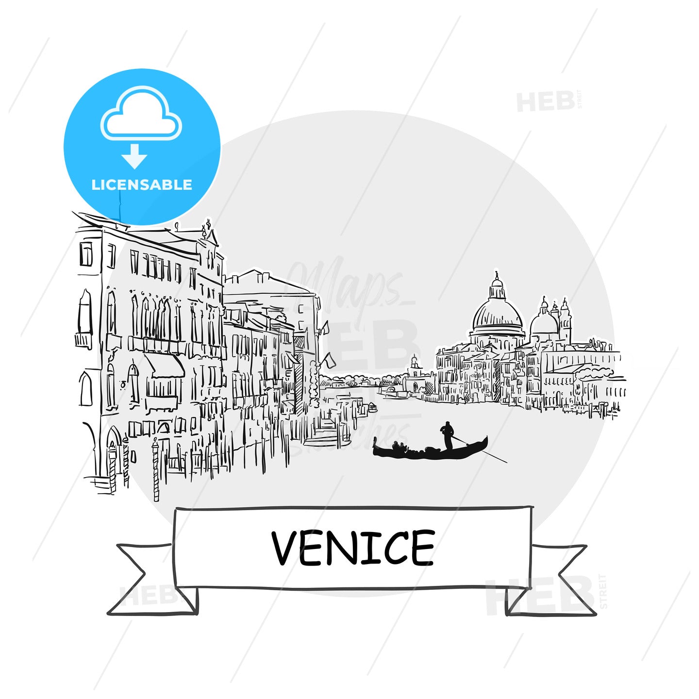 Venice Cityscape Vector Sign – instant download