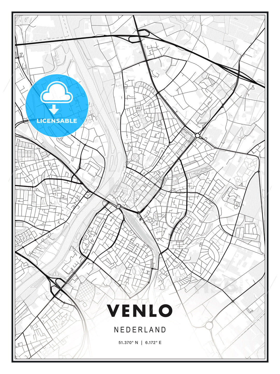Venlo, Netherlands, Modern Print Template in Various Formats - HEBSTREITS Sketches