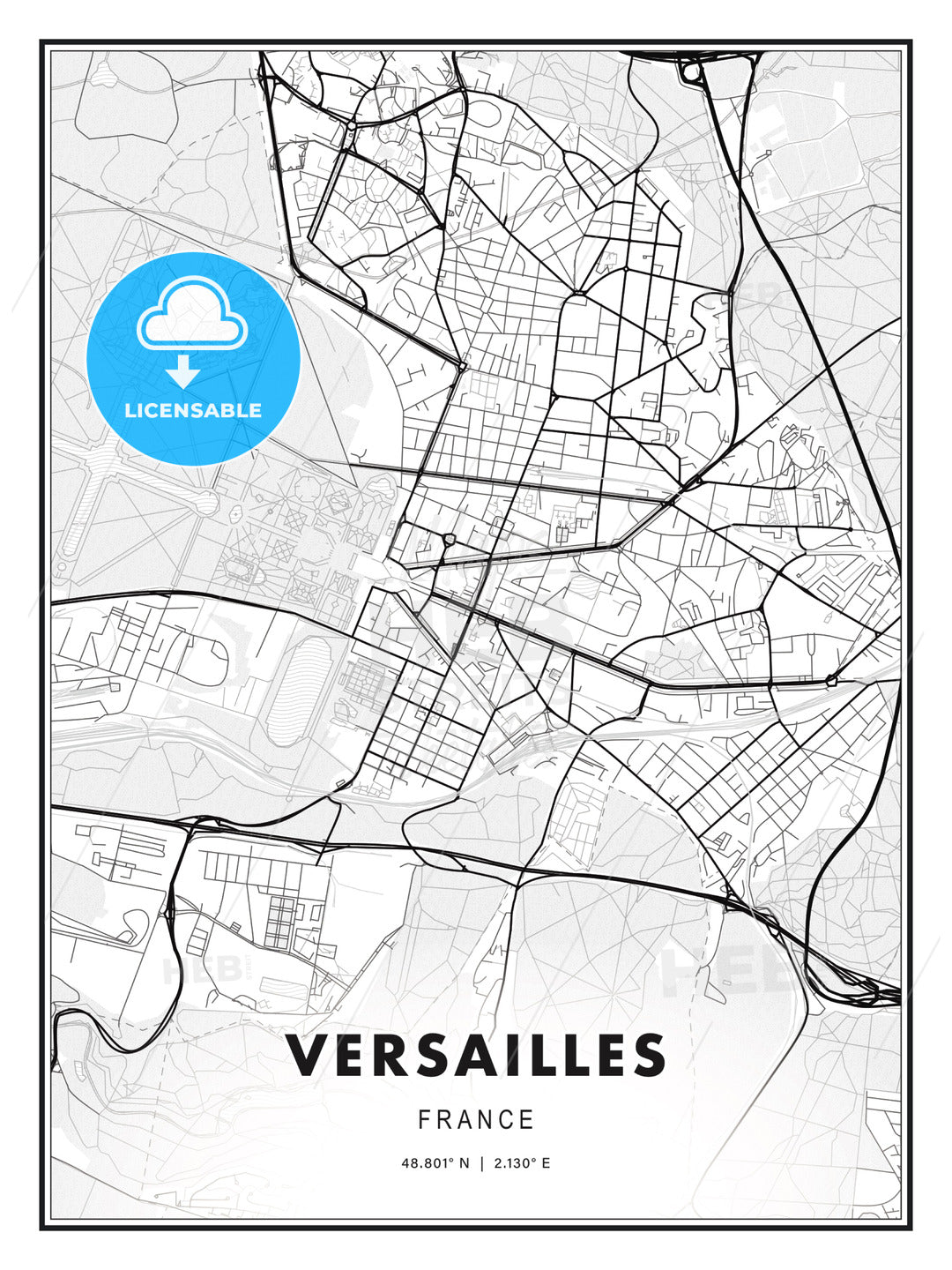 Versailles, France, Modern Print Template in Various Formats - HEBSTREITS Sketches