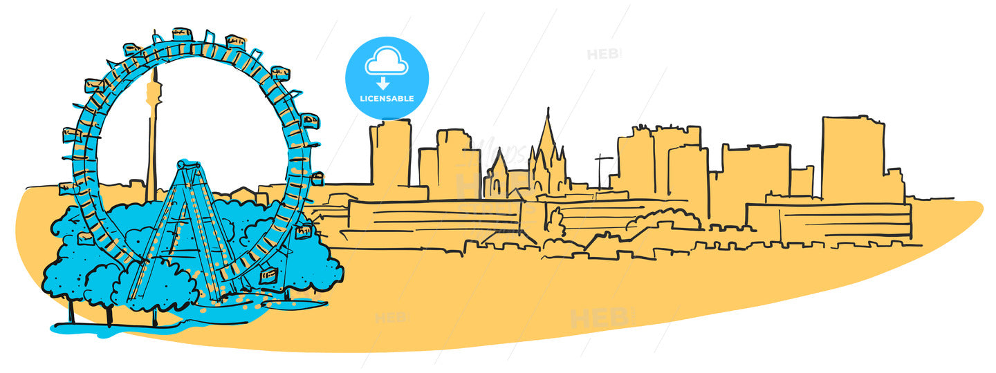 Vienna Austria Colored Panorama – instant download