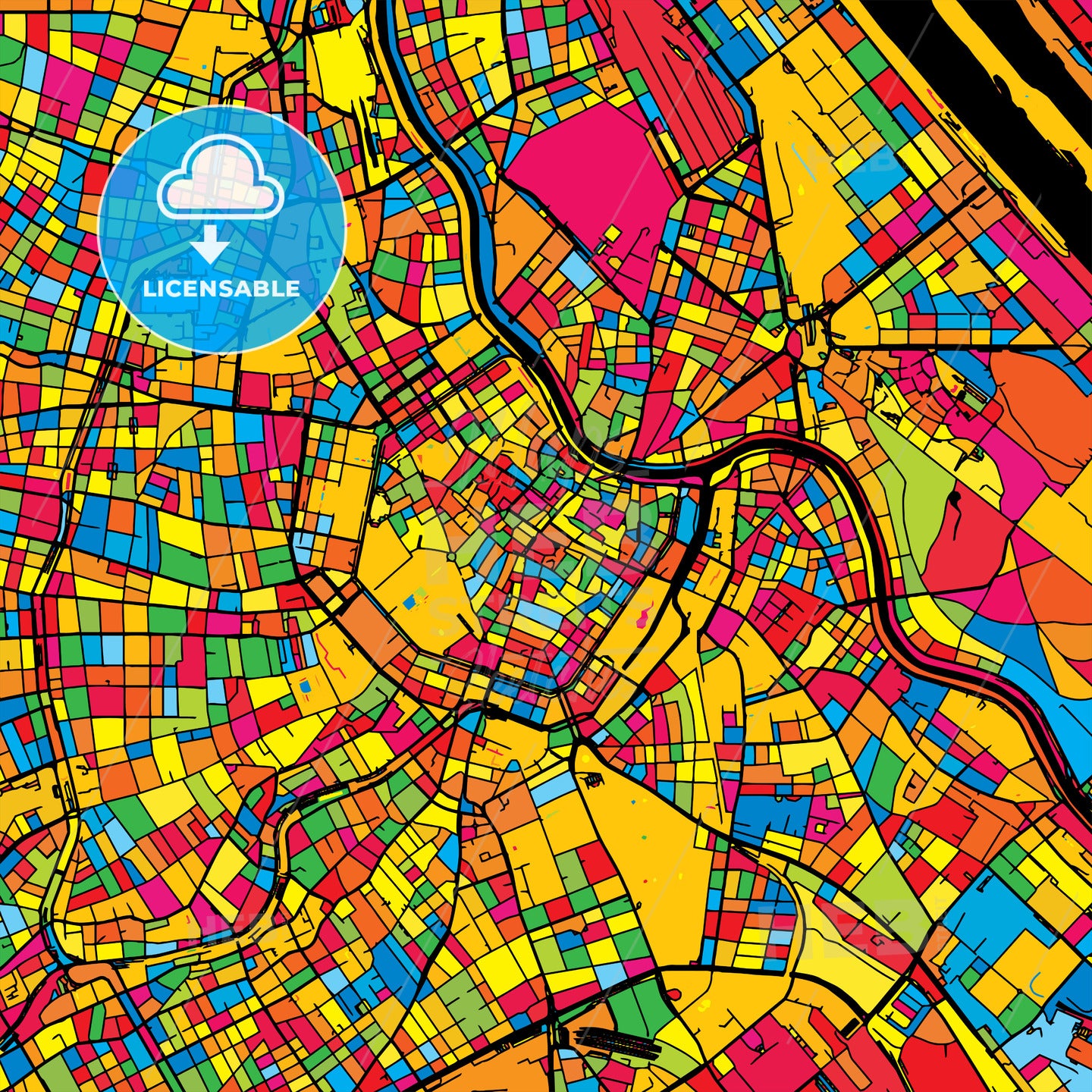 Vienna Austria Colorful Map