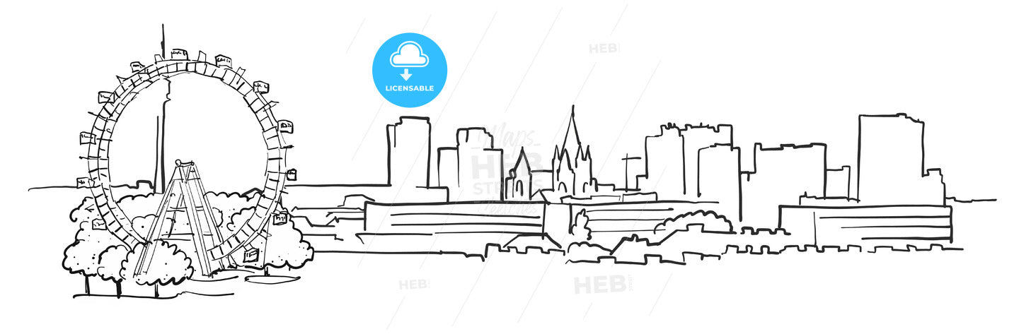 Vienna Austria Panorama Sketch – instant download