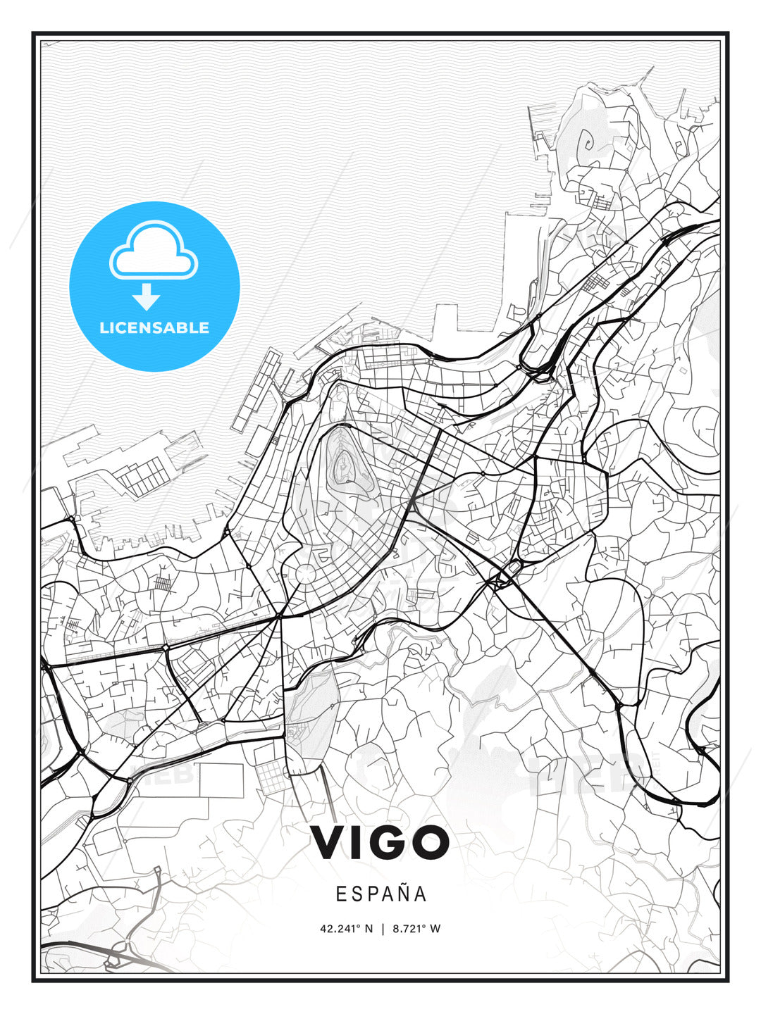 Vigo, Spain, Modern Print Template in Various Formats - HEBSTREITS Sketches