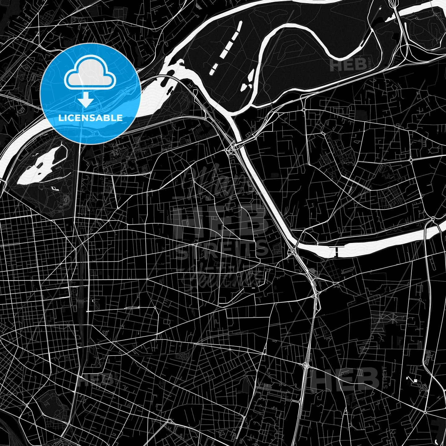 Villeurbanne, France PDF map