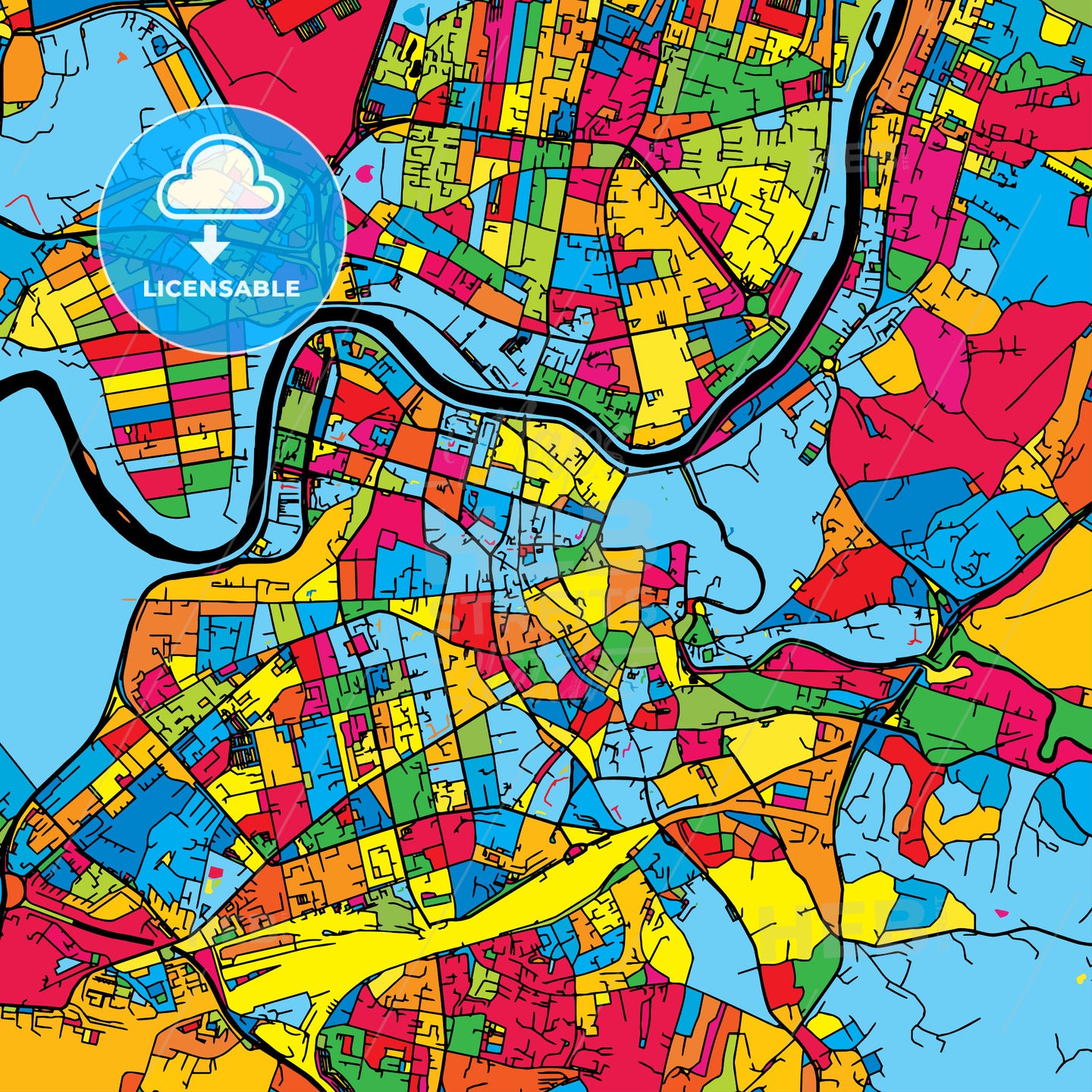 Vilnius Lithuania Colorful Map