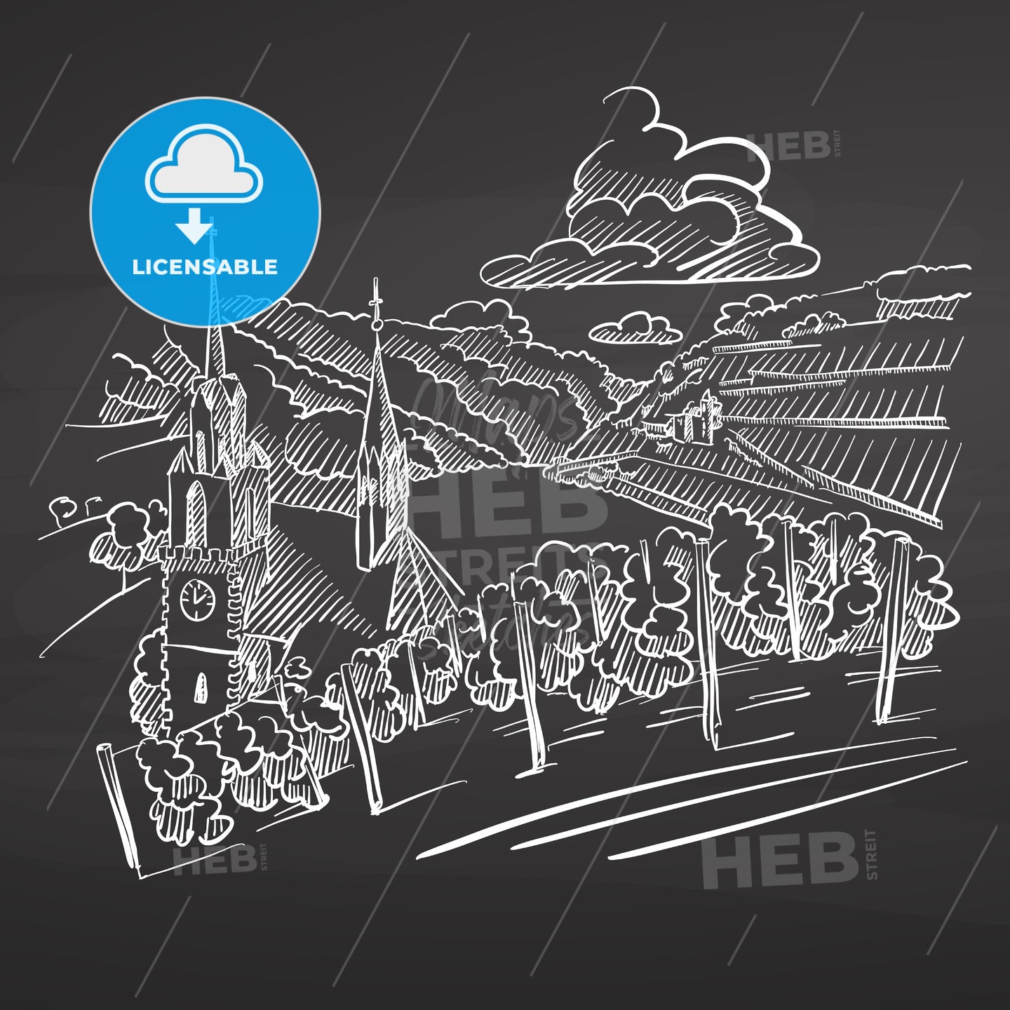 Vintage Vineyard on chalkboard – instant download