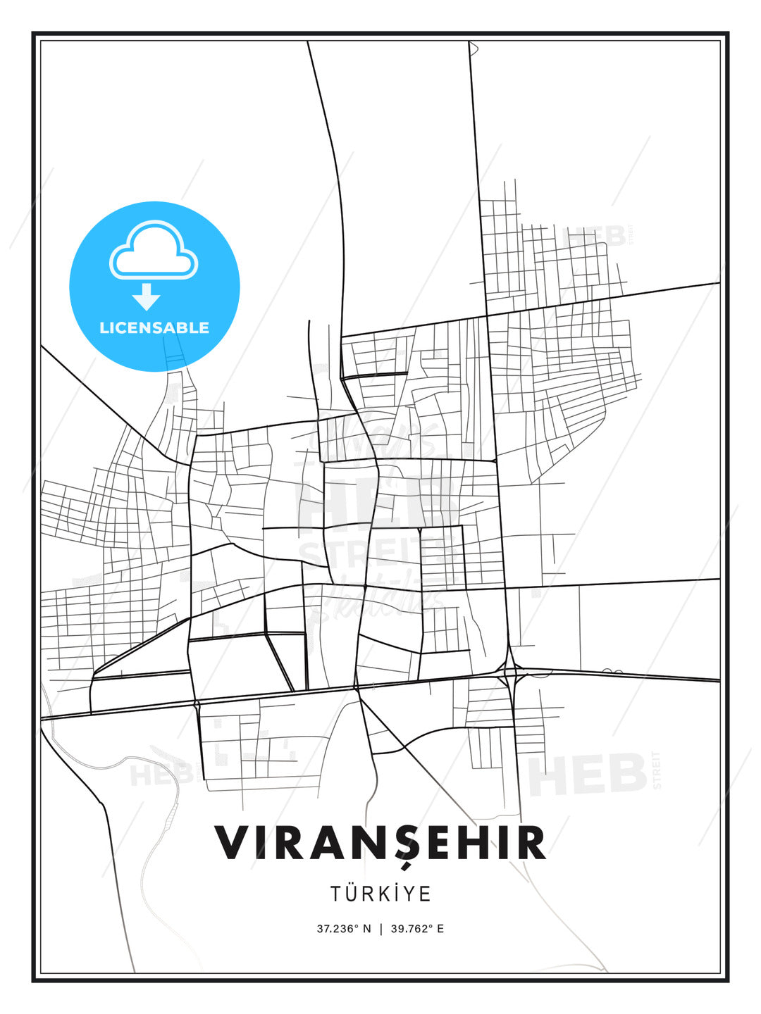 Viranşehir, Turkey, Modern Print Template in Various Formats - HEBSTREITS Sketches