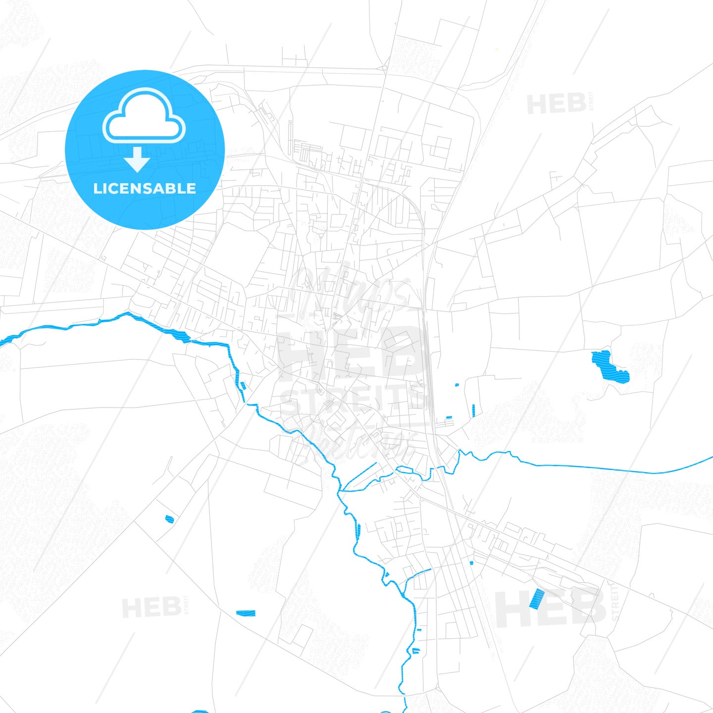 Volodymyr-Volynskyi, Ukraine PDF vector map with water in focus